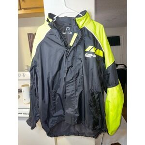 Can-Am Jacket Mens TG/XL Neon Yellow Black Full Zip Lightweight Rain Motorcycle